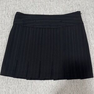 bebe Black Pinstripe pleaded Mini Skirt